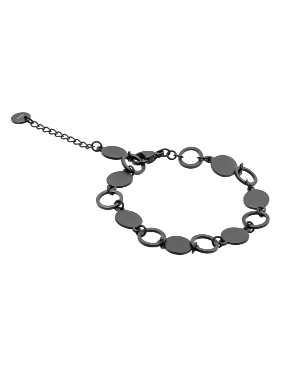 Black and raw stainless steel bracelet