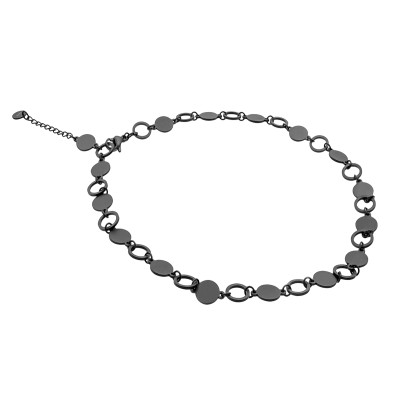 Matte black stainless steel necklace with ring elements