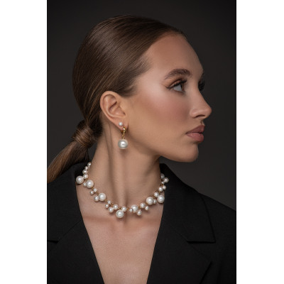 Gold-plated stainless steel ball pearl earrings 6 mm 2