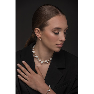 Gold-plated stainless steel plate earrings with shell pearl 2