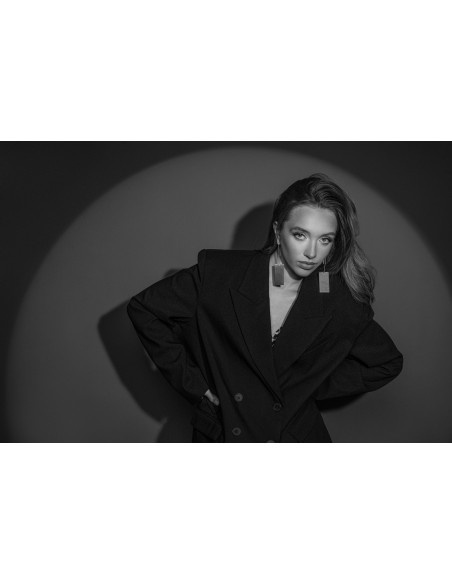 Satin silver long minimalist stainless steel earrings