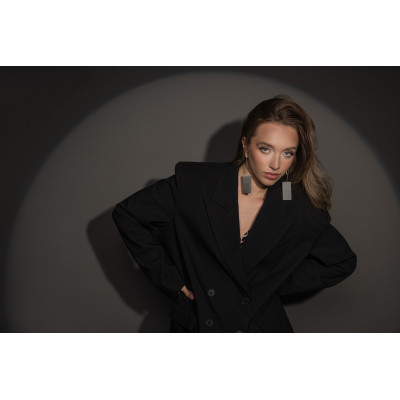 Satin silver long minimalist stainless steel earrings 2