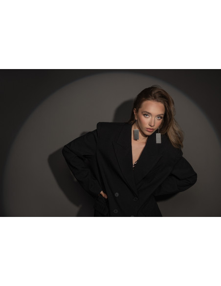 Satin silver long minimalist stainless steel earrings