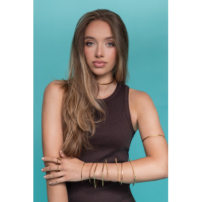 Gold stainless steel arm cuff with minimalist elegant design 2