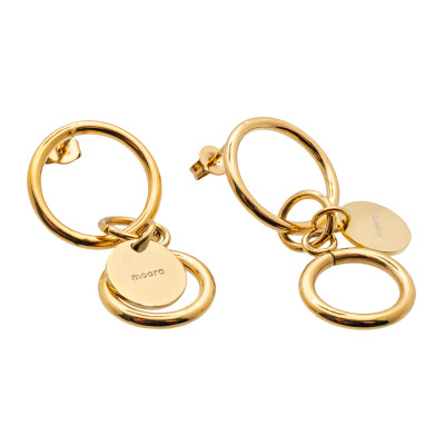 Dangling stainless steel hoop earrings with charms