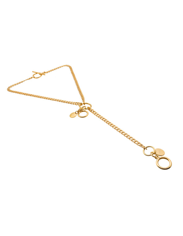 Delicate long stainless steel necklace with decorative charms