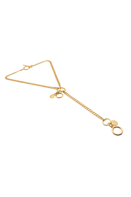 Delicate long stainless steel necklace with decorative charms