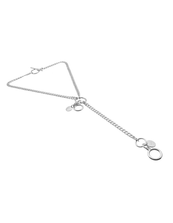 Delicate long stainless steel necklace with decorative charms