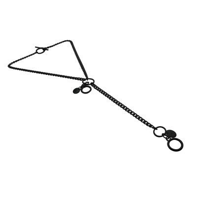 Delicate long stainless steel necklace with decorative charms