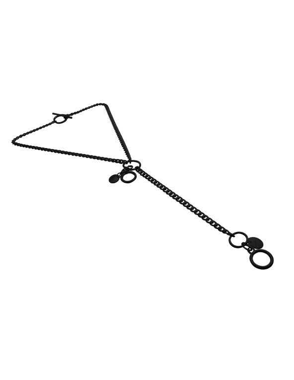 Delicate long stainless steel necklace with decorative charms