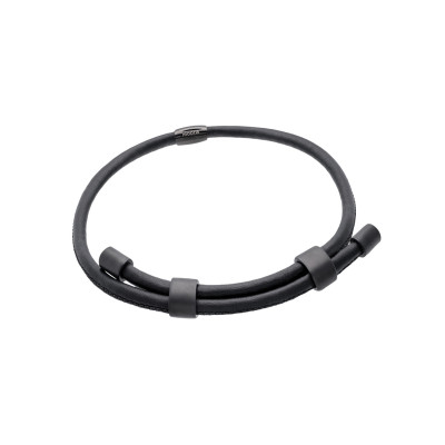 Elegant black leather choker with black steel decoration