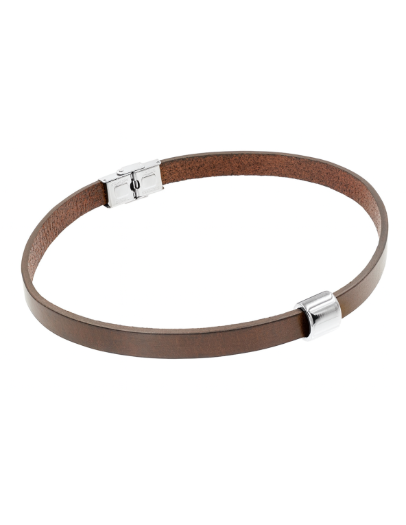 Leather and stainless steel choker