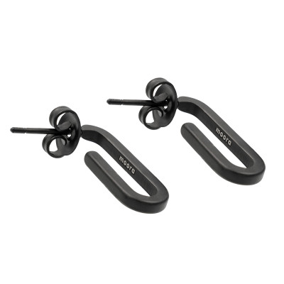 Delicate black matte stainless steel earrings