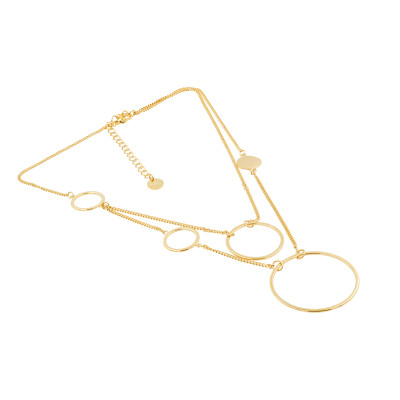 Delicate double circle necklace made of gold-plated stainless steel