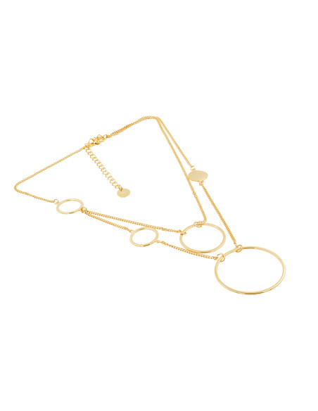 Delicate double circle necklace made of gold-plated stainless steel