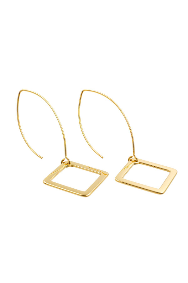 Long square earrings made of gold-plated sterling silver 925