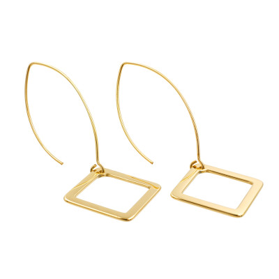 Long square earrings made of gold-plated sterling silver 925