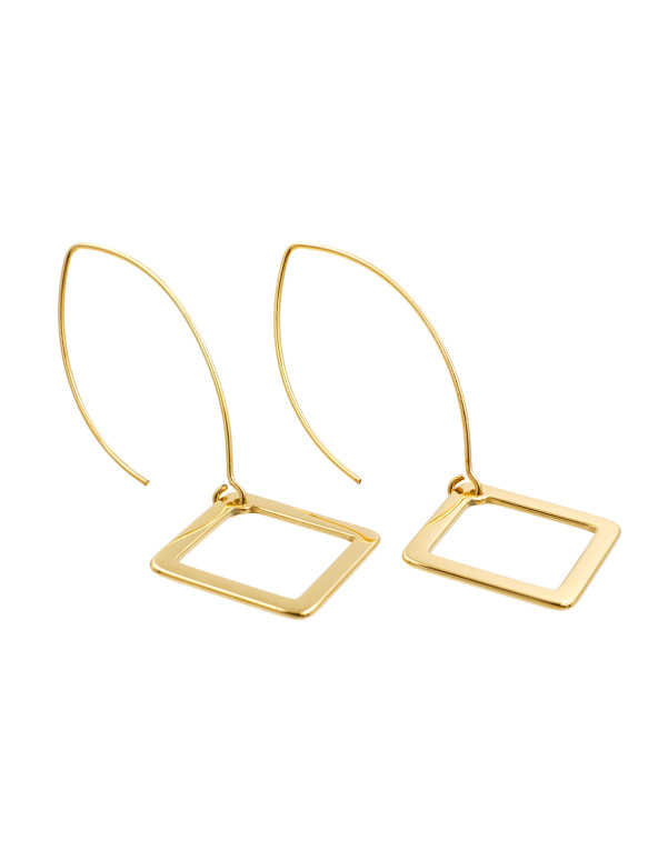 Long square earrings made of gold-plated sterling silver 925