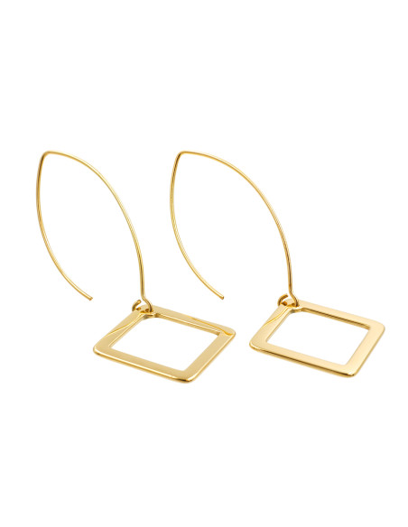 Long square earrings made of gold-plated sterling silver 925