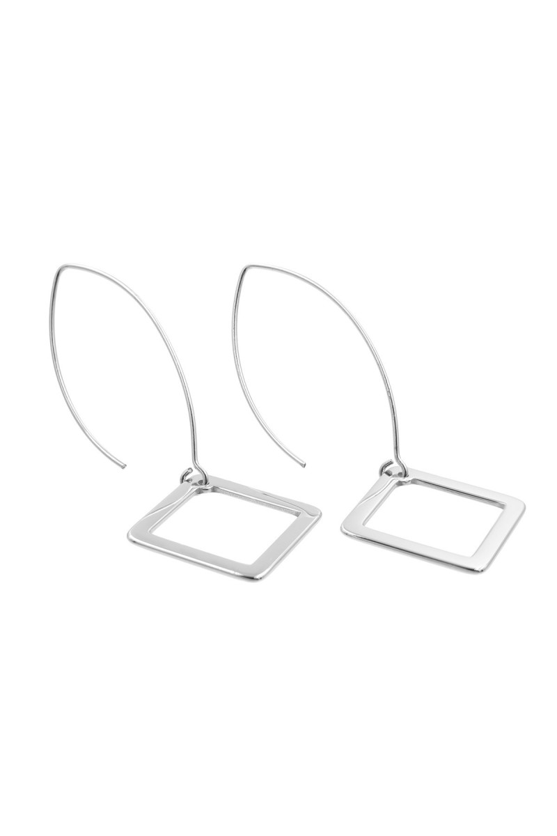 Long square earrings made of sterling silver 925 and stainless steel