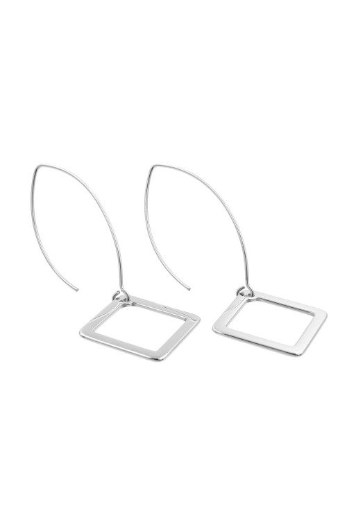Long square earrings made of sterling silver 925 and stainless steel