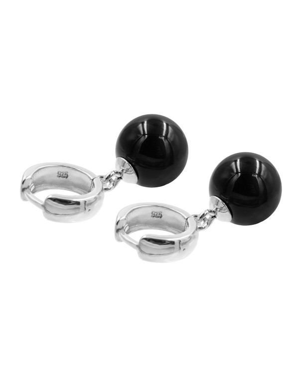 Sterling silver earrings with natural black onyx stone