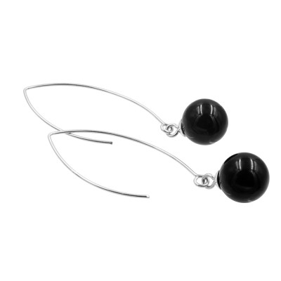 Silver and black onyx earrings