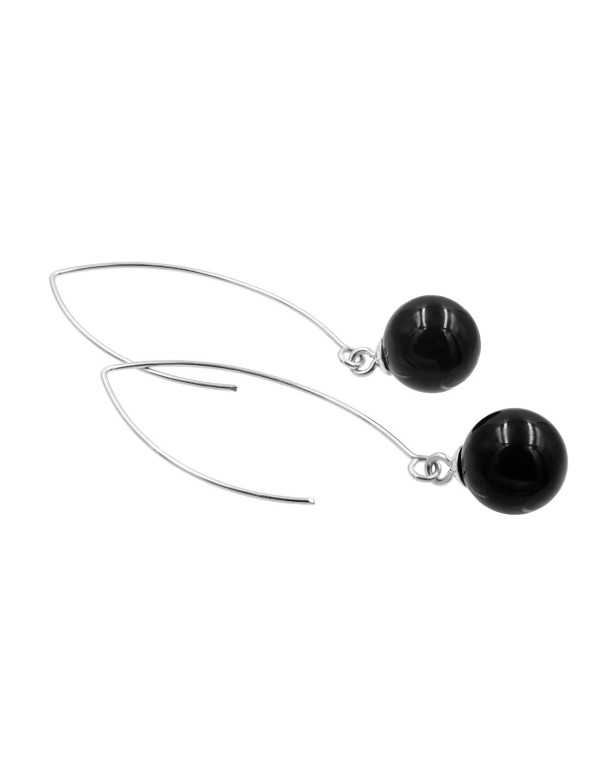 Silver and black onyx earrings