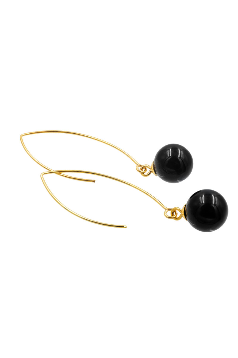 925 sterling silver and onyx ball earrings with a gold-plated finish.