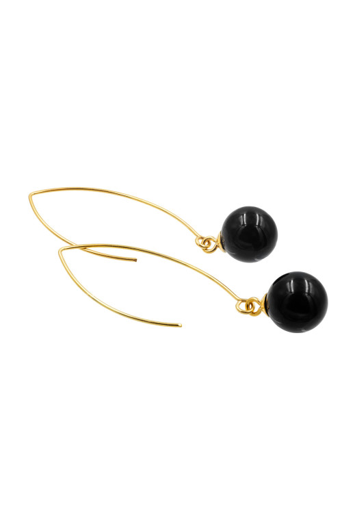 925 sterling silver and onyx ball earrings with a gold-plated finish.