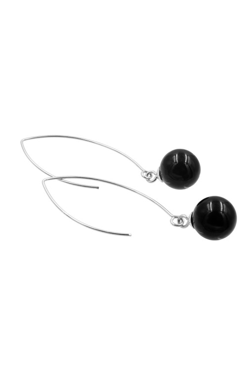 Sterling silver 925 earrings with small black onyx bead