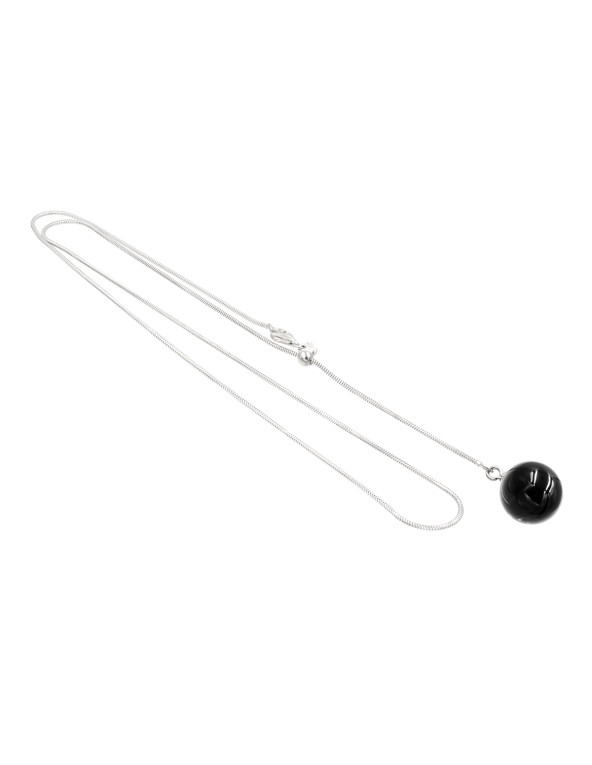 Delicate adjustable sterling silver 925 necklace with onyx pendant