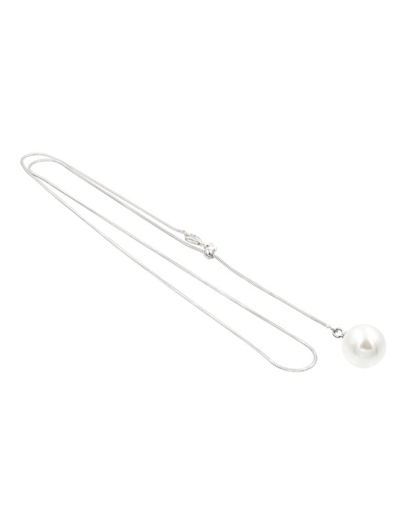 Delicate adjustable sterling silver 925 necklace with white pearl pendant