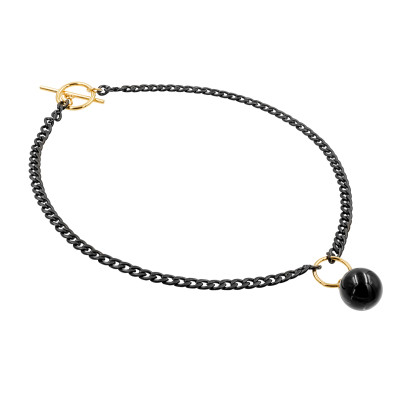 Original stainless steel necklace with onyx pendant