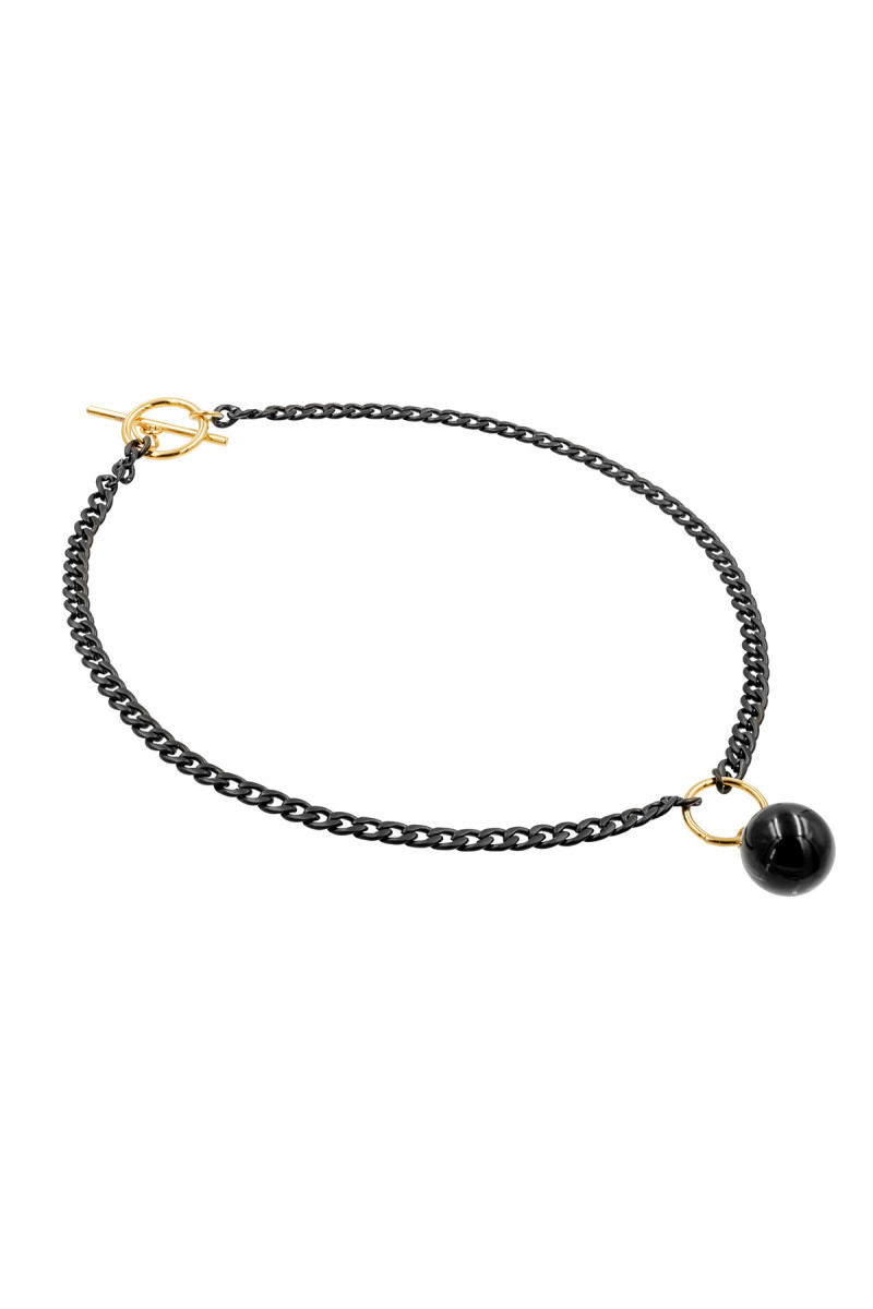 Original stainless steel necklace with onyx pendant