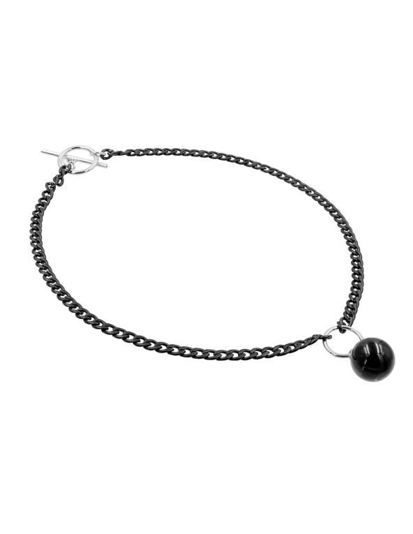 Original stainless steel necklace with onyx pendant