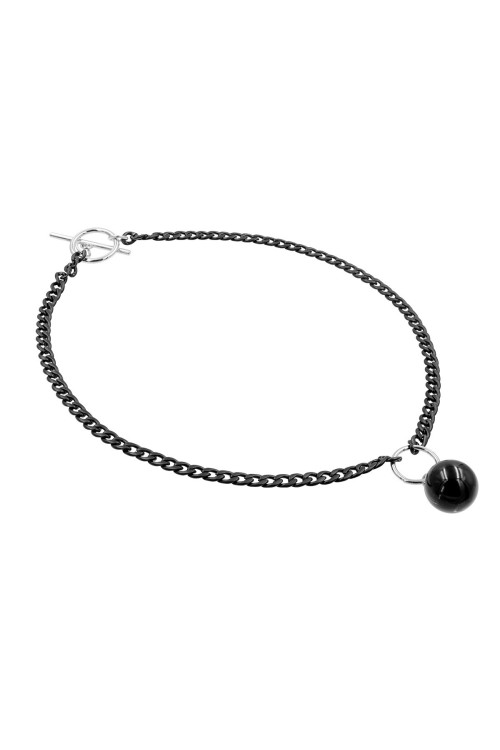 Original stainless steel necklace with onyx pendant