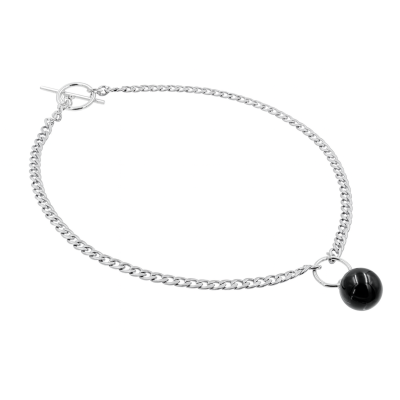 Original stainless steel necklace with onyx pendant