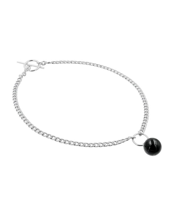 Original stainless steel necklace with onyx pendant