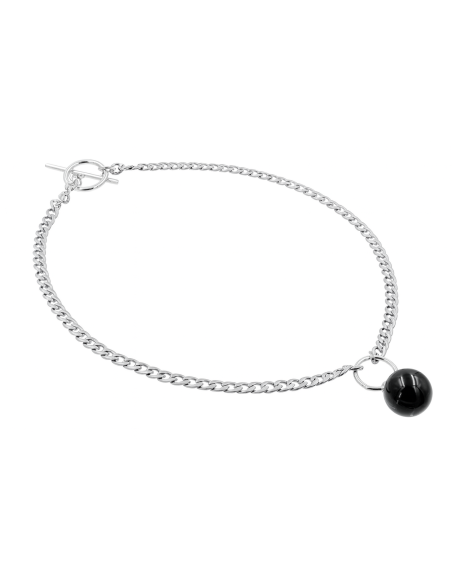 Original stainless steel necklace with onyx pendant