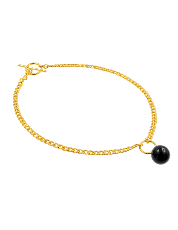 Original stainless steel necklace with onyx pendant