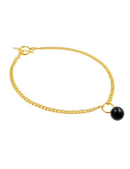 Original stainless steel necklace with onyx pendant