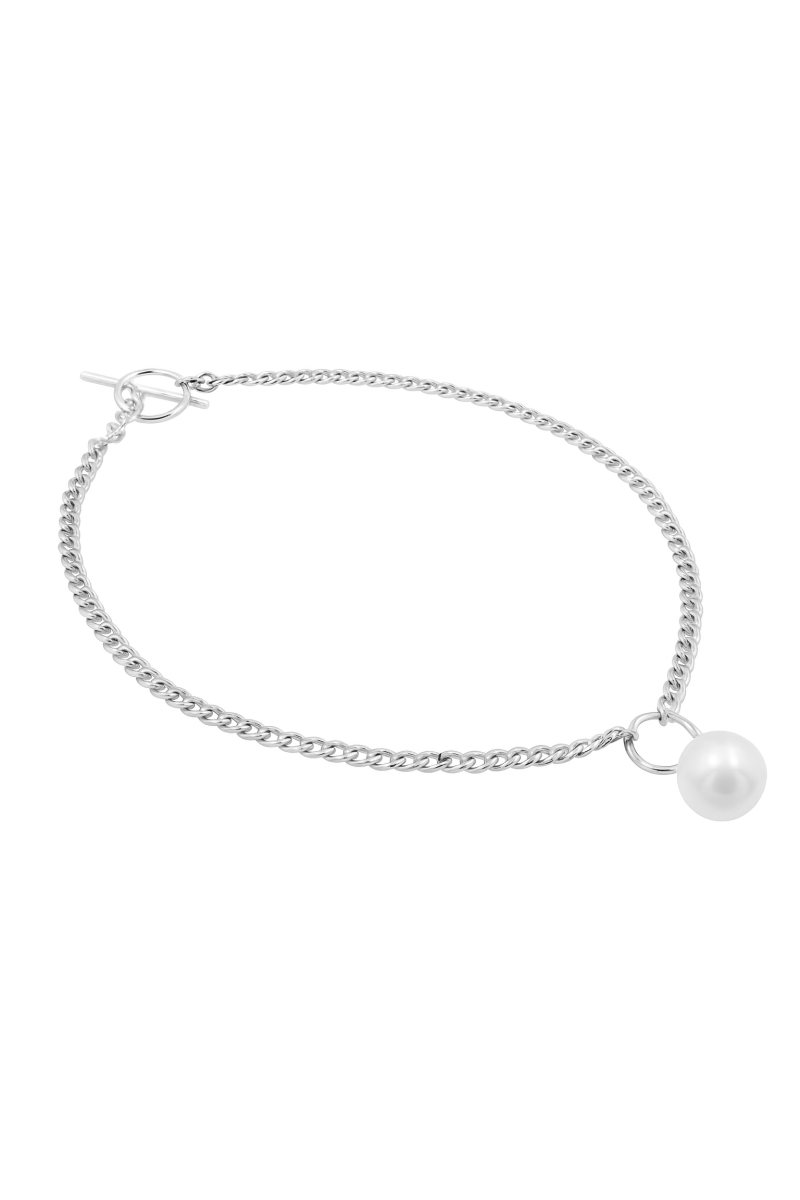 Original stainless steel necklace with white pearl pendant