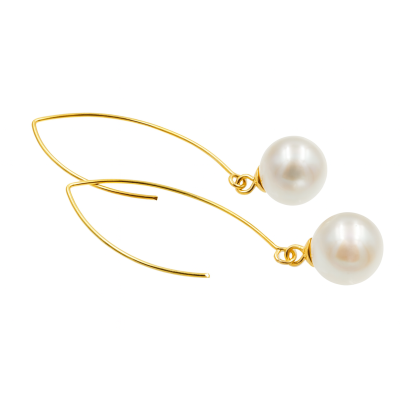Earrings with beautiful large SHELL pearl in gold-plated...