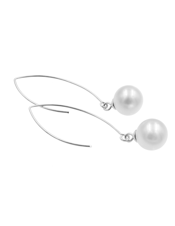 Silver earrings with white pearls, silver or gold clasp.