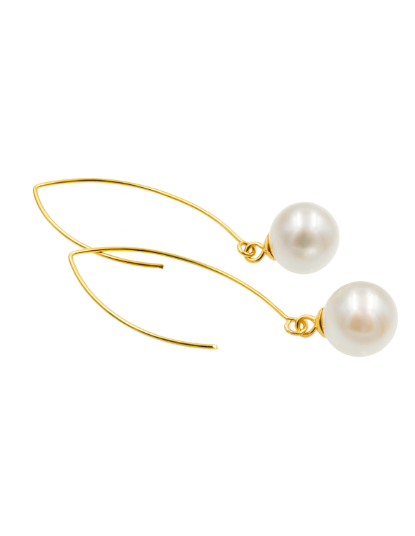 Gold-plated silver earrings with white pearl SHELL