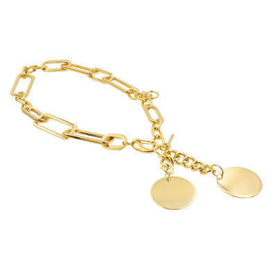 Gold-plated stainless steel necklace with large links