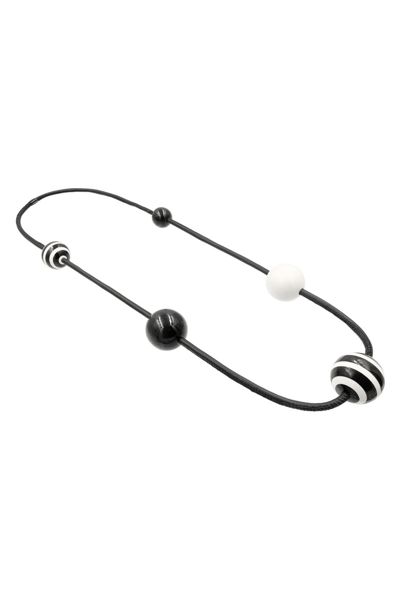 Handmade leather necklace with decorative spheres