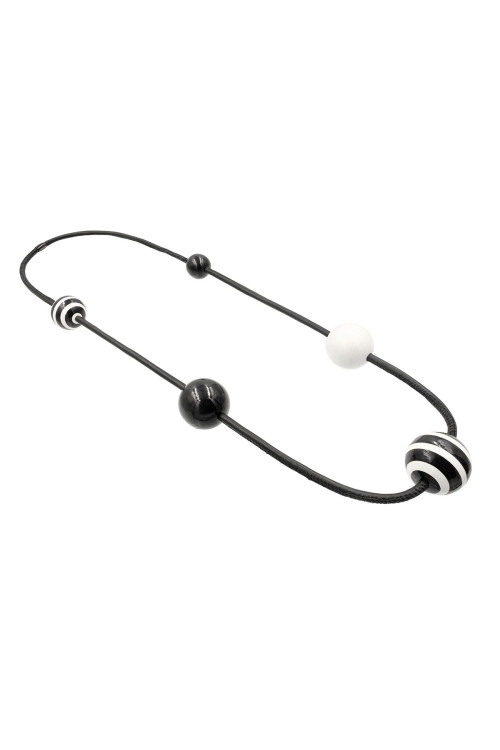 Handmade leather necklace with decorative spheres