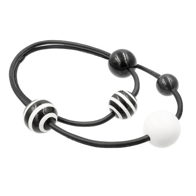 Handmade leather necklace with decorative spheres